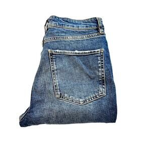 Zara The Dreed Flare Raw Hem Med Wash Denim Jeans Size 10